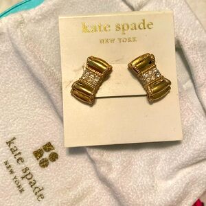 kate spade sparkly gold bow earrings